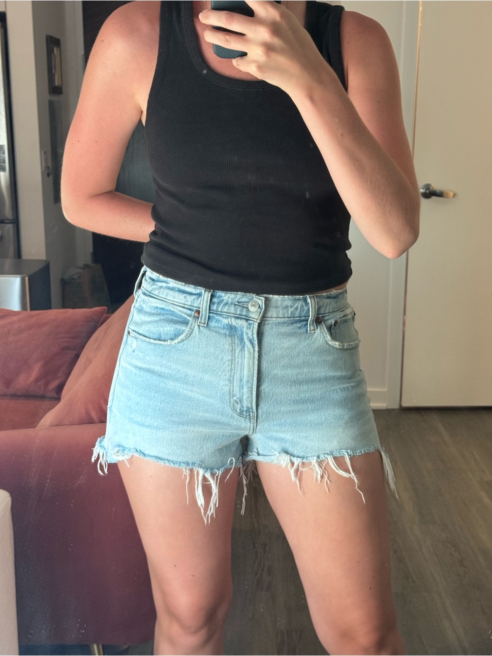 Abercrombie & Fitch Light Blue Frayed Hem Denim Shorts